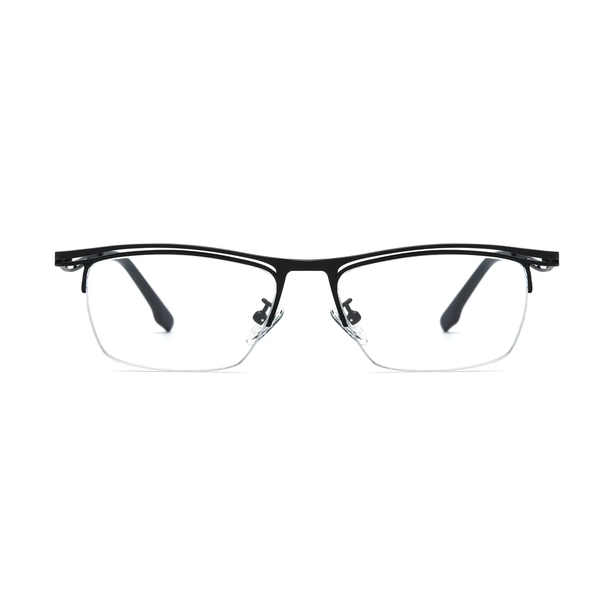 VoyueLens™ Matte Black Semi-Rim Eyeglasses – Front View – SKU VL185890-C9